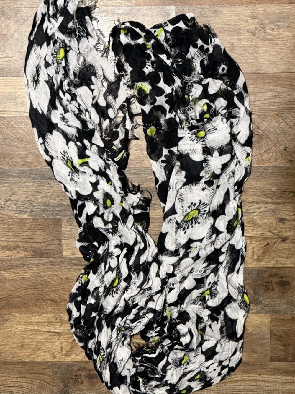 Black & White Floral Burnout Distressed Wrap